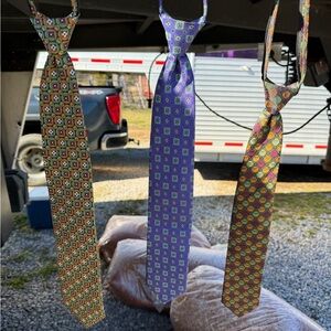 Elegant Geometric Ties Set - Purple, Gold, Orange